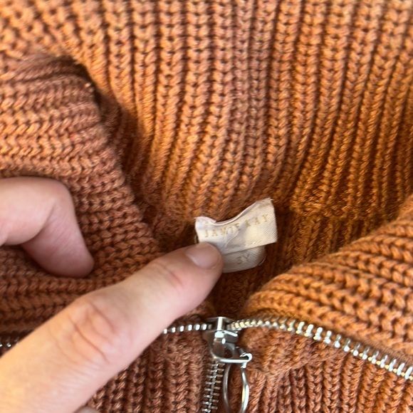 Jamie Kay Rust Orange kids Half-Zip turtle neck Sweater size 3y - Picture 2 of 3